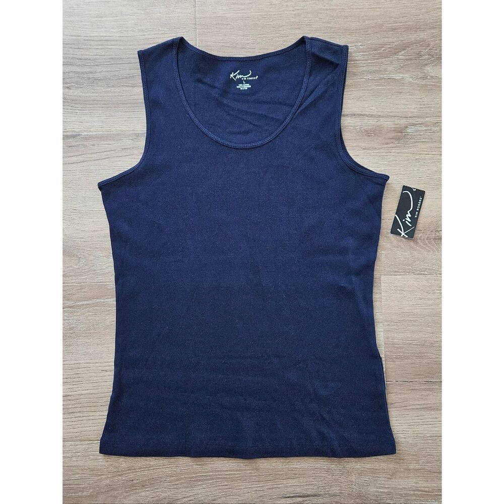 Kim Rogers Navy Ribbed Tank Top Size L